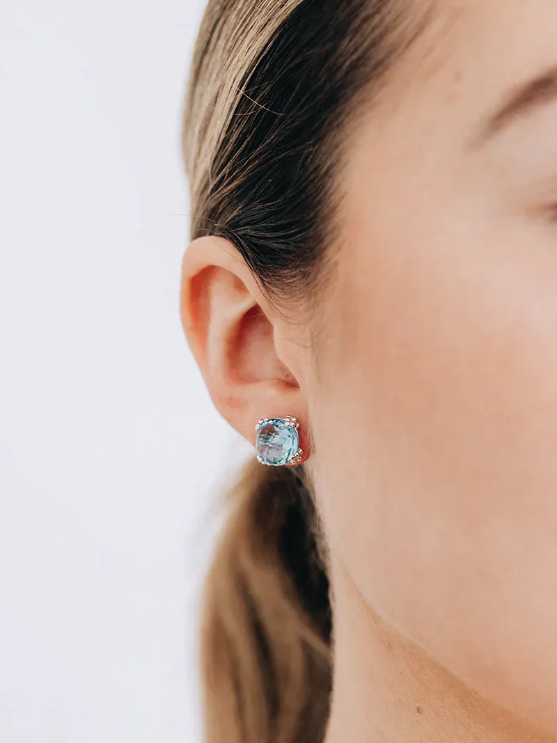 Dew Drop Cluster Studs - Blue Topaz & Silver