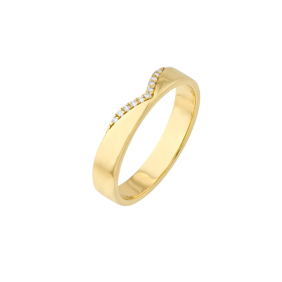 Diamond Chevron Cut 14K Gold Band