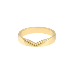 Diamond Chevron Cut 14K Gold Band
