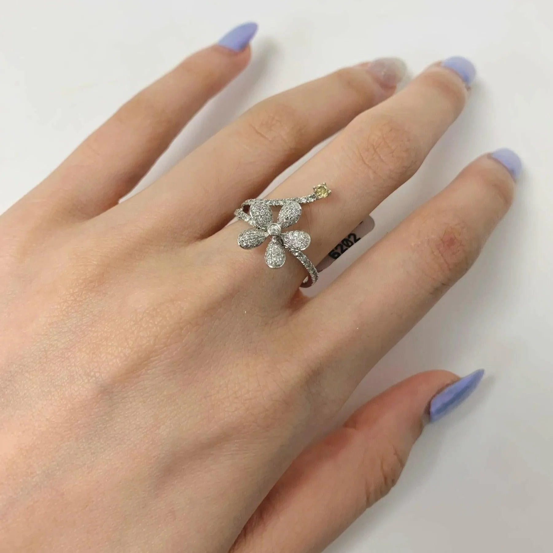 Diamond Flower Ring in White Gold
