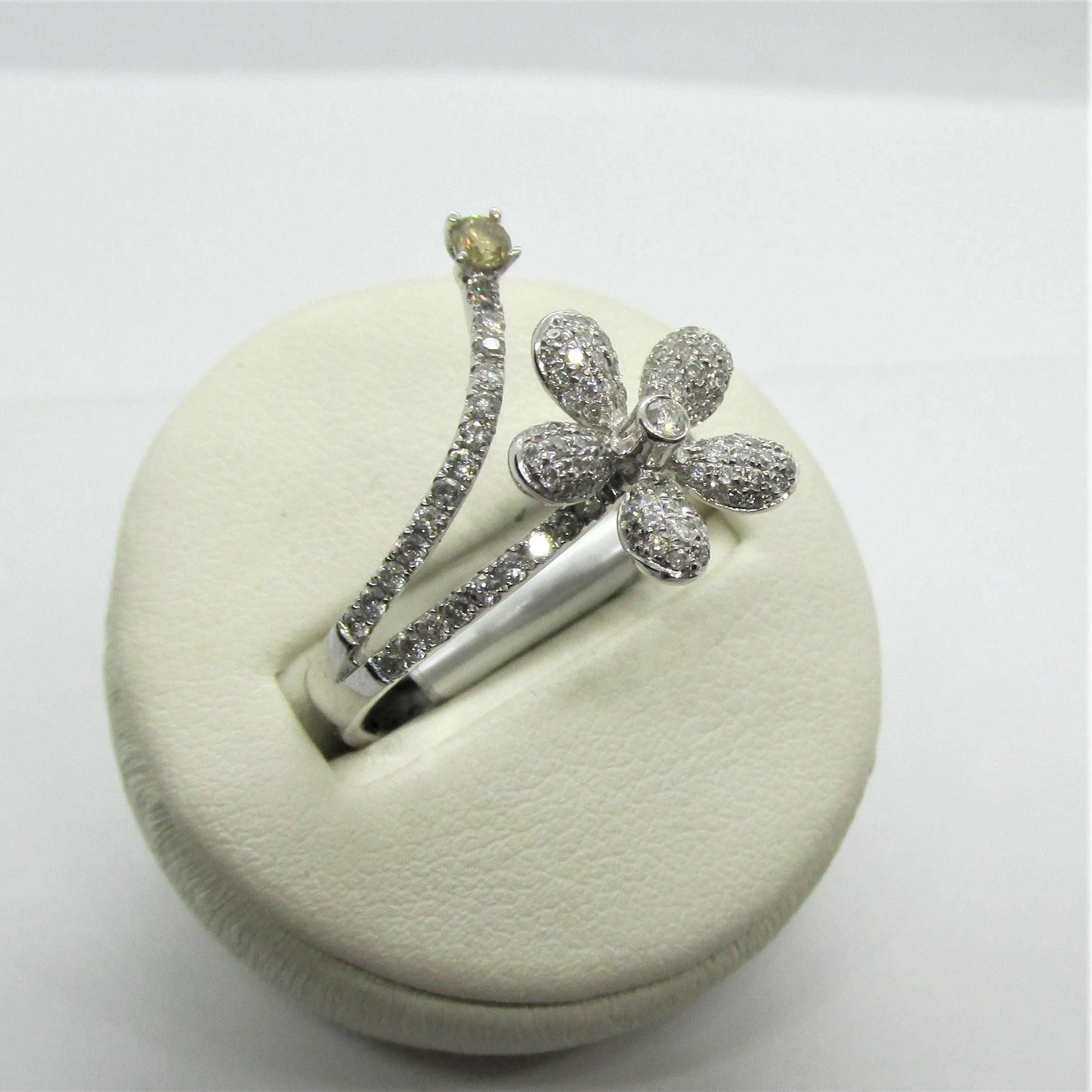Diamond Flower Ring in White Gold