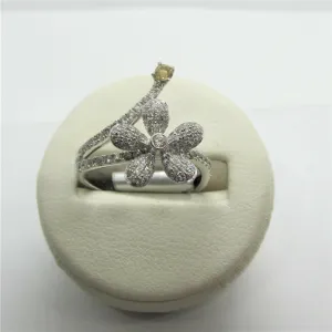 Diamond Flower Ring in White Gold