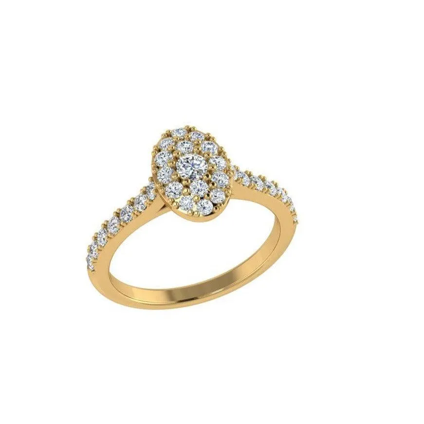 Diamond Oval Cluster Halo Engagement Ring