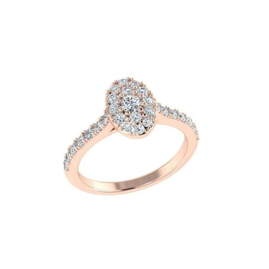 Diamond Oval Cluster Halo Engagement Ring
