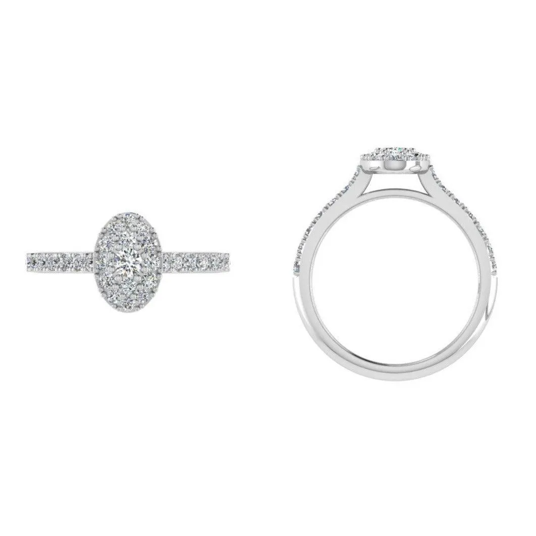 Diamond Oval Cluster Halo Engagement Ring