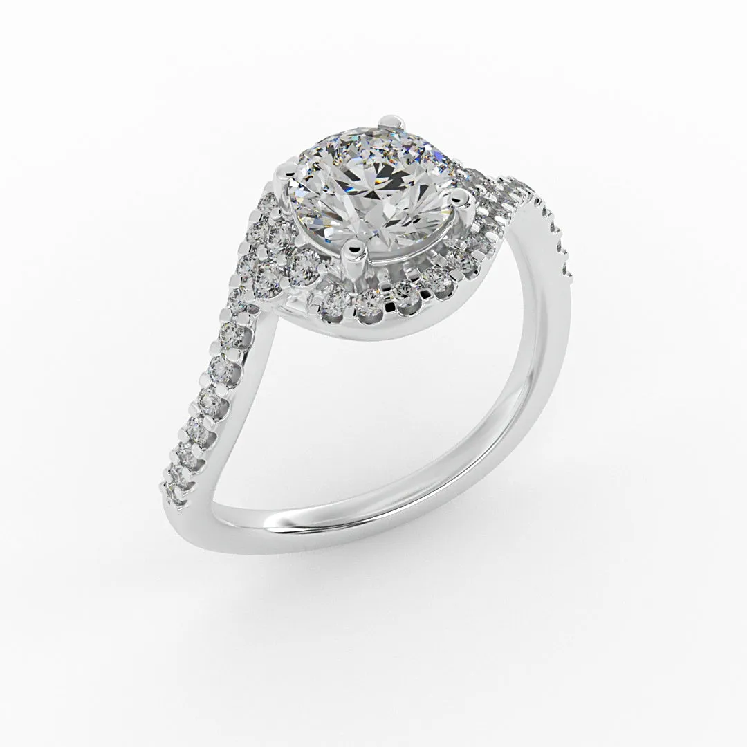 Diamond Round Twisted Halo Ring