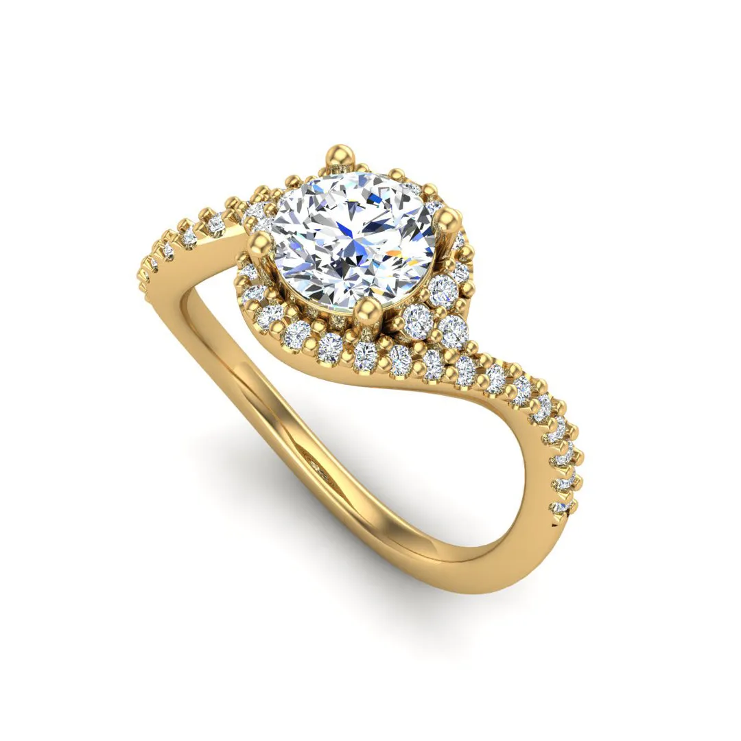 Diamond Round Twisted Halo Ring