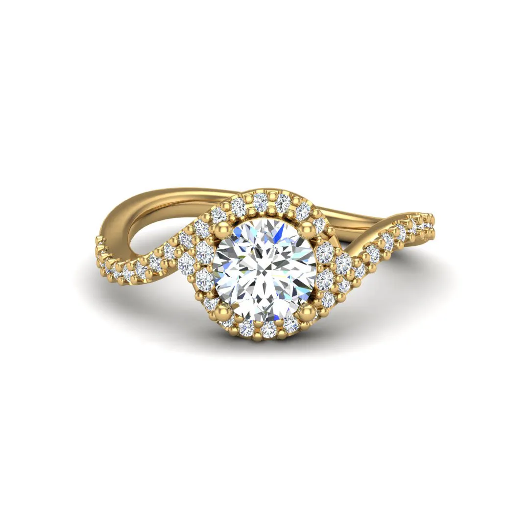 Diamond Round Twisted Halo Ring