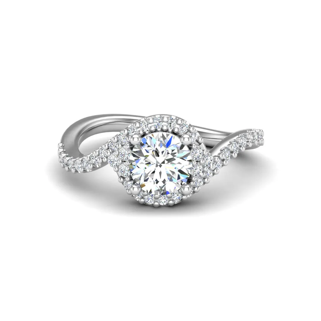 Diamond Round Twisted Halo Ring