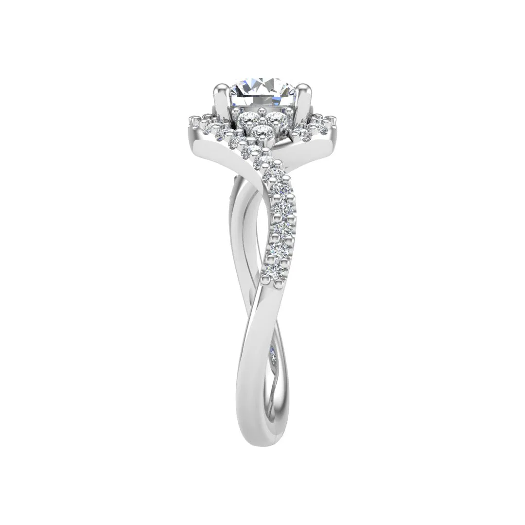 Diamond Round Twisted Halo Ring