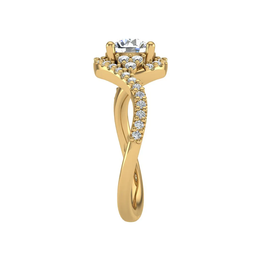 Diamond Round Twisted Halo Ring