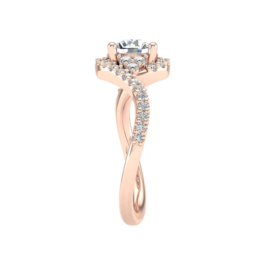 Diamond Round Twisted Halo Ring