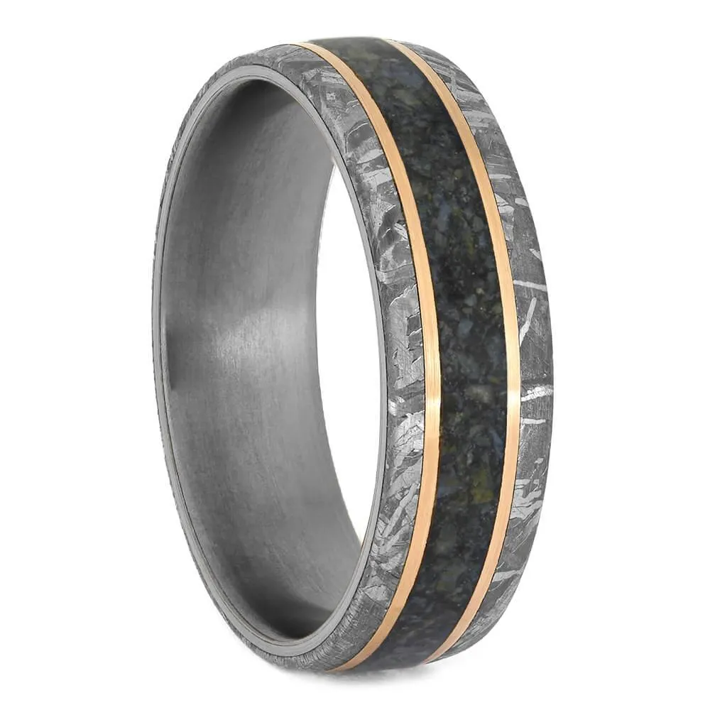 Dinosaur Bone And Meteorite Ring Set
