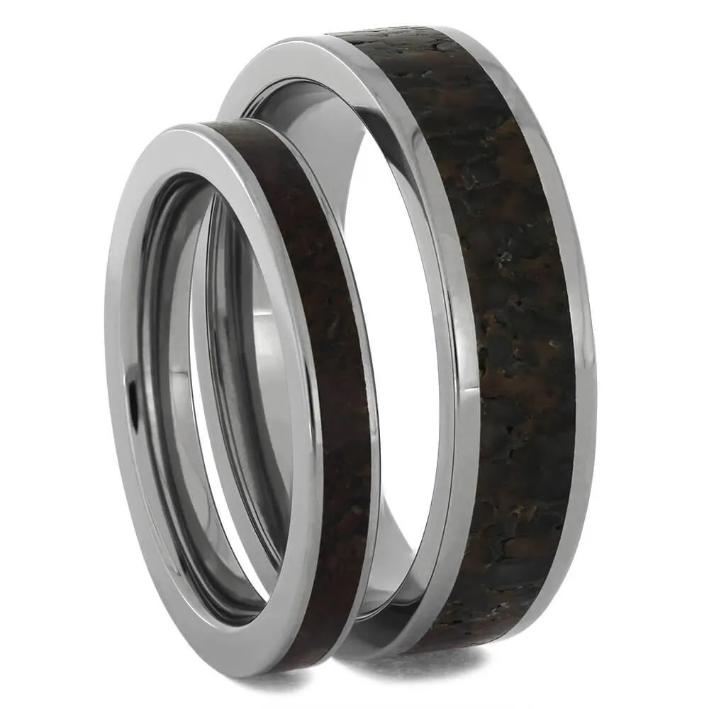 Dinosaur Bone His & Hers Matching Wedding Bands