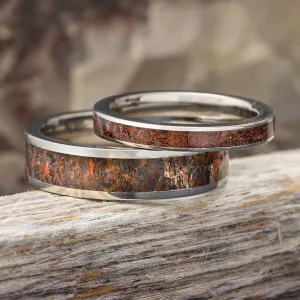 Dinosaur Bone His & Hers Matching Wedding Bands