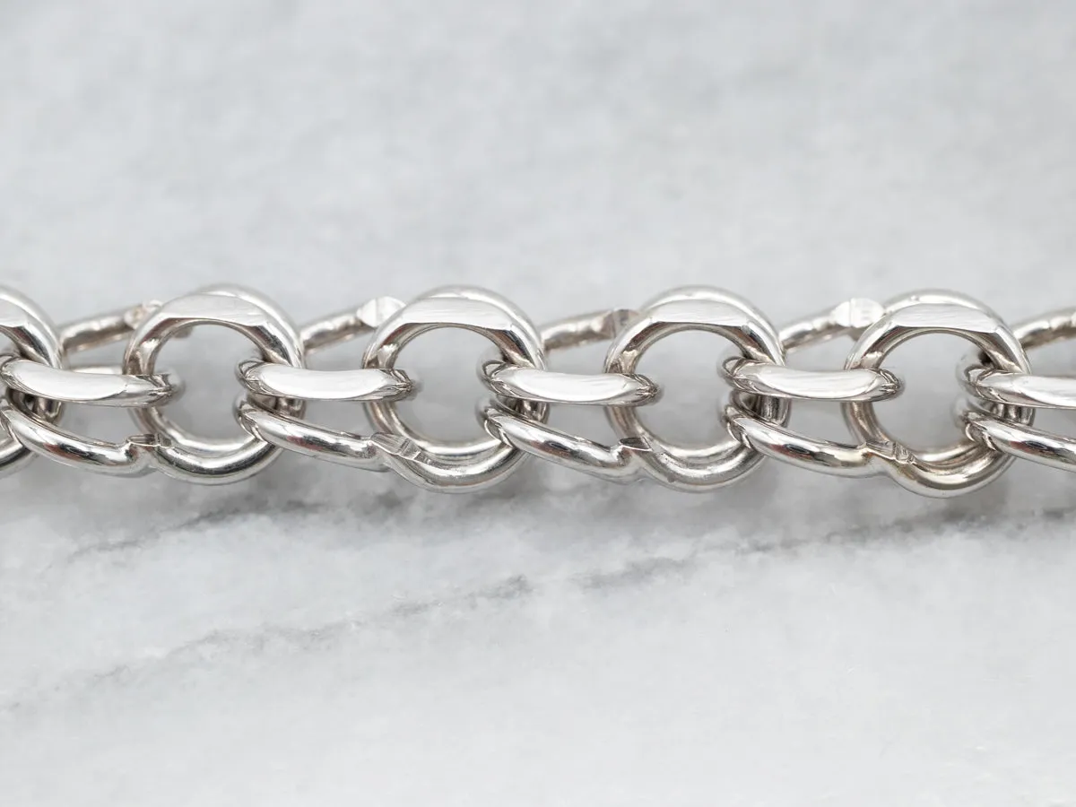 Double Link White Gold Charm Bracelet