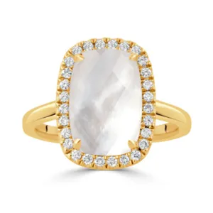Doves 18k Gold Mother of Pearl Diamond Ring