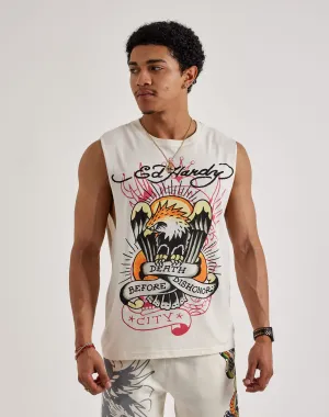 Ed Hardy Death Before Dishonor Eagle Sleeveless Tee Fashion rental Cotton - made fashion