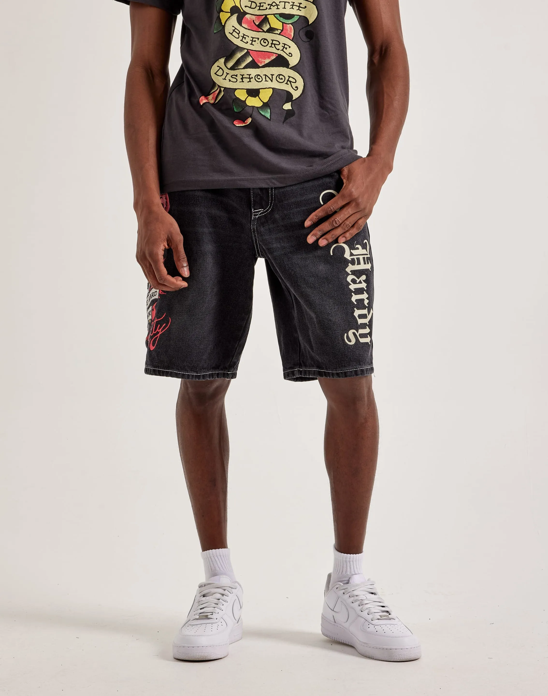 Ed Hardy Live Fast Denim Shorts Formal wear selections Fashion influencers' recommendations