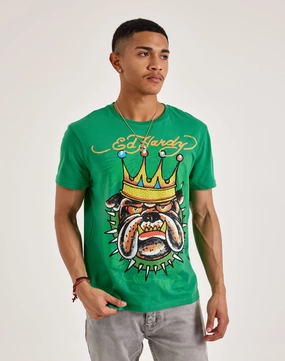 Ed Hardy Bulldog Rhinestone Tee Business casual wear Fashion history