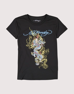 Ed Hardy Dragon Black Tee Fashionable options Street fashion
