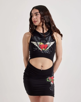Ed Hardy Heart Wings Cut-Out Tank Dress Patterned fashion (floral, stripes, etc.) Party wear