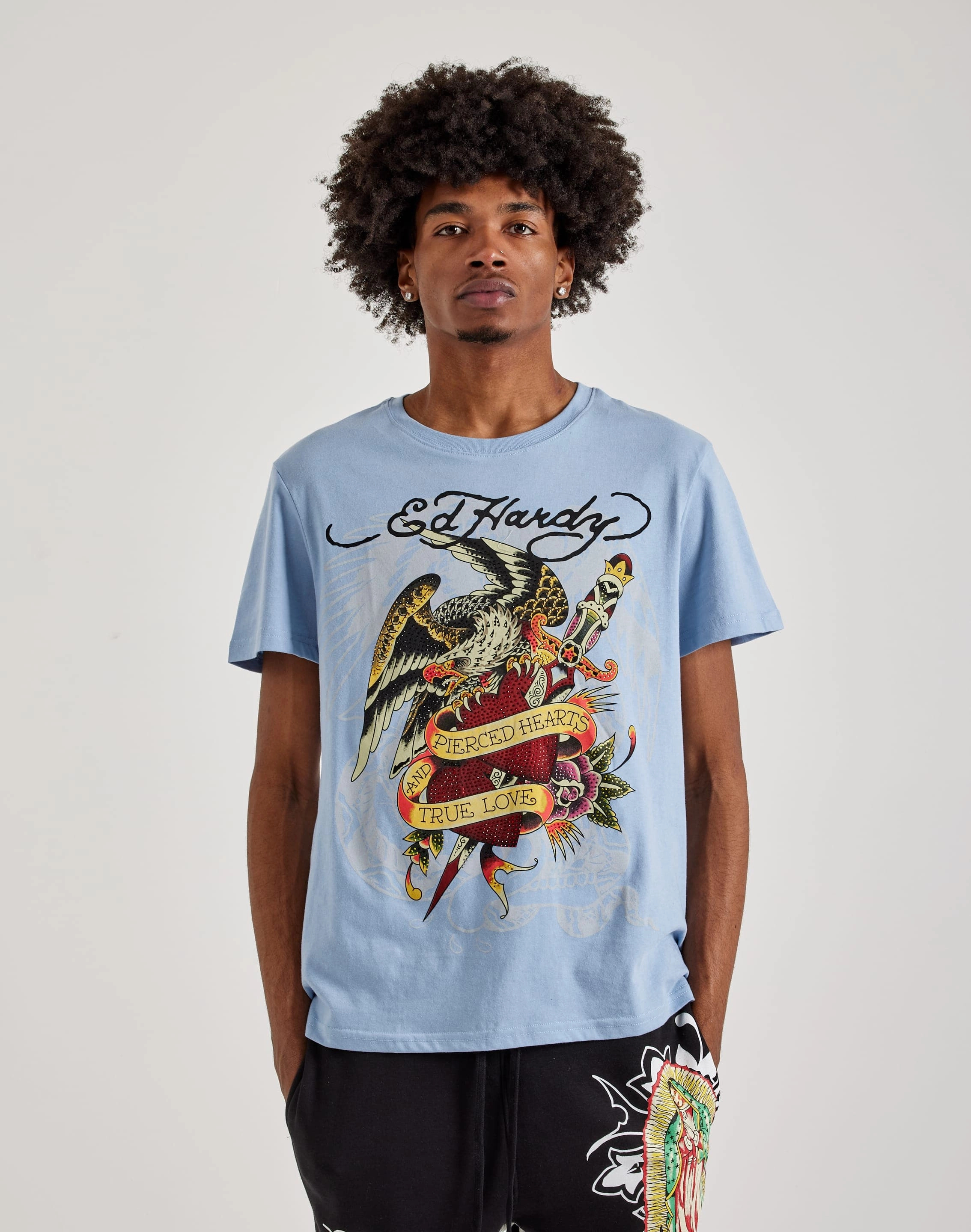 Ed Hardy Pierced Eagle Rhinestone Tee Online fashion shopping Denim - based fashion