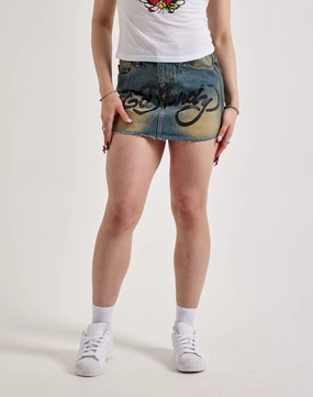Ed Hardy Snake Hearts Denim Skirt Casual wear options Clearance fashion