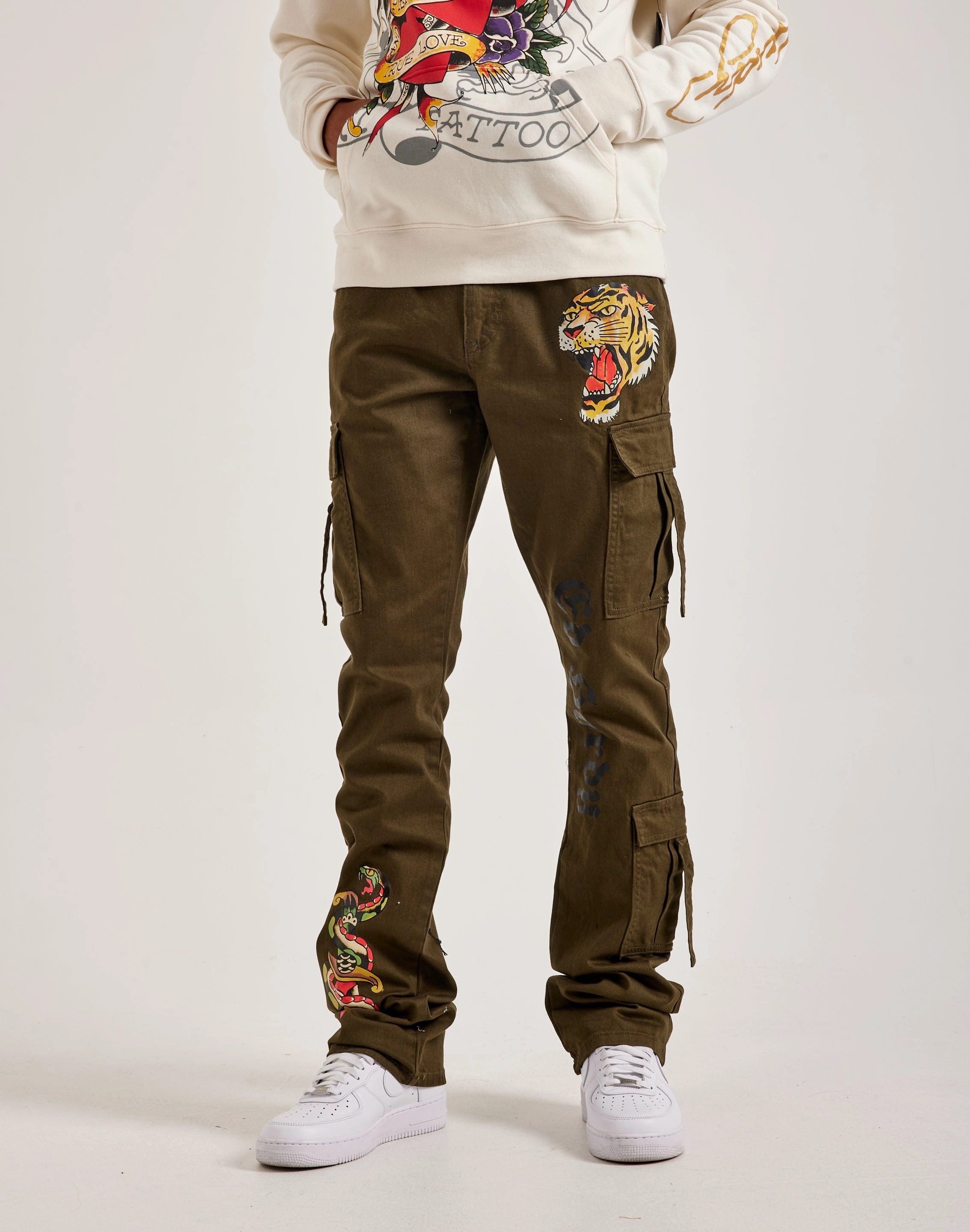 Ed Hardy Tiger Snake Stacked Cargo Pants Denim products Affordable fashion