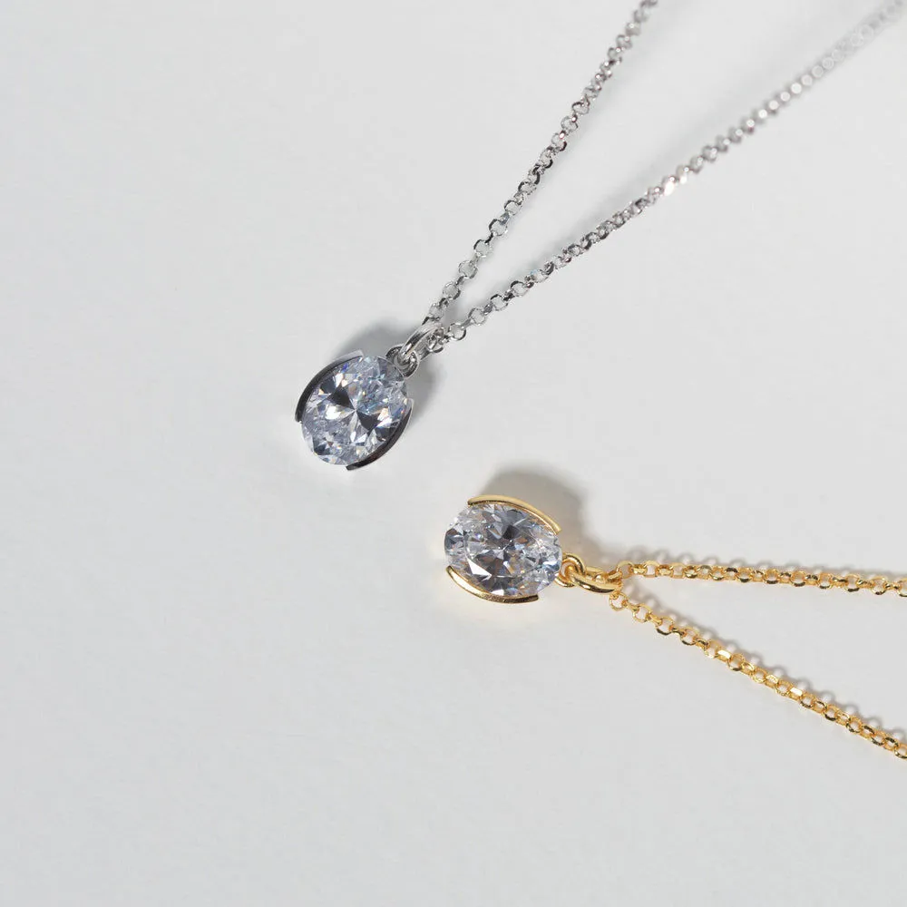 Ellisse Carezza Silver Necklace w. Zirconia