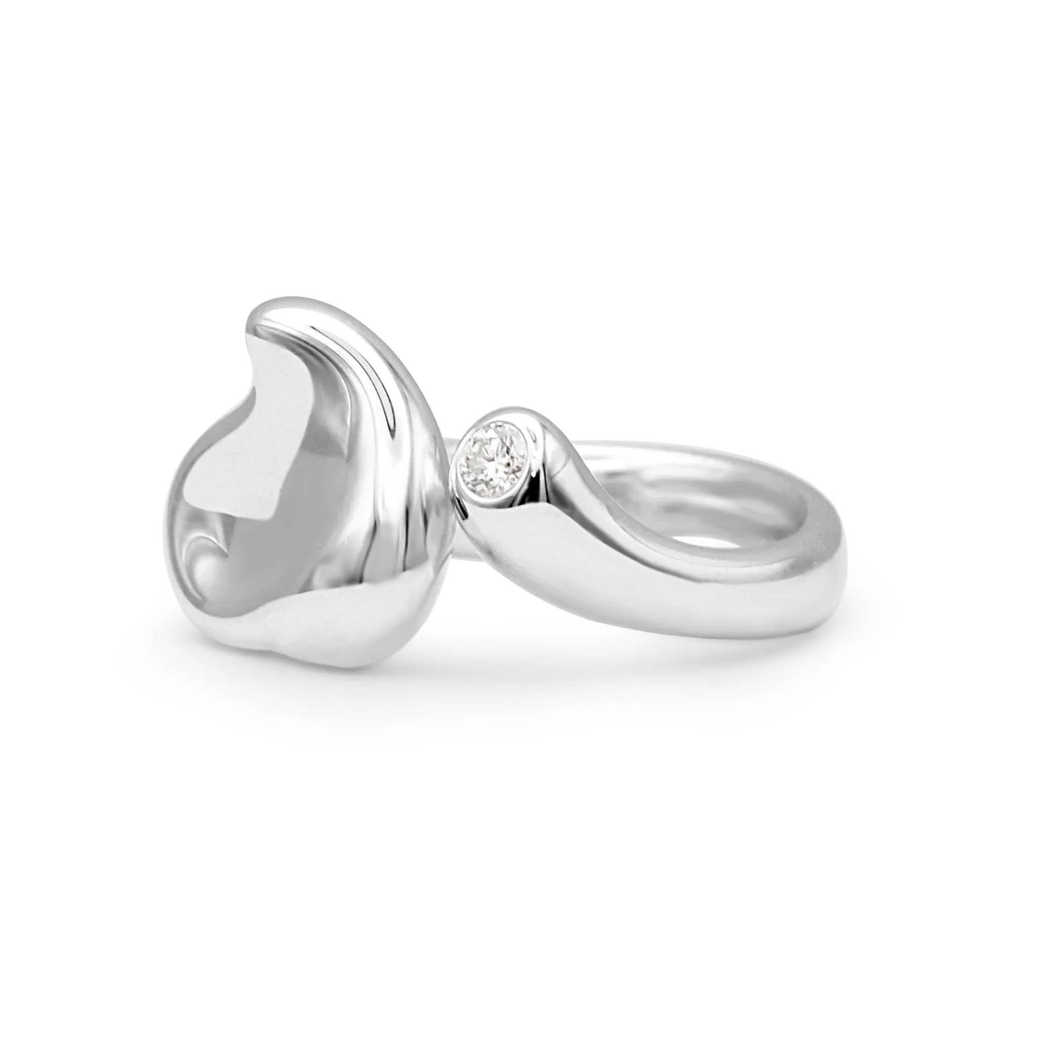 Elsa Peretti For Tiffany Diamond Heart Ring - Sterling Silver