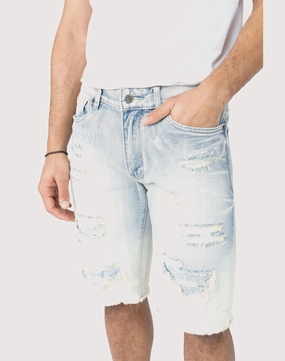 Embroidered fashion Grindhouse Ombre Blue Distressed Shorts Sustainable fashion practices