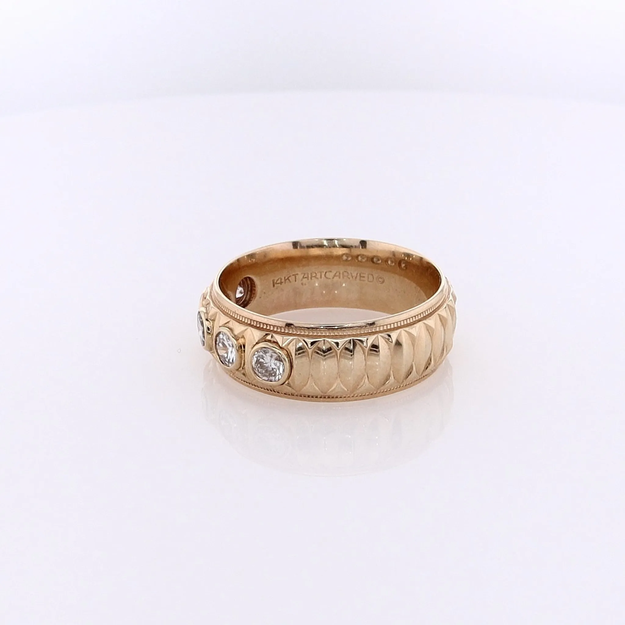 Estate 14 Karat Yellow Gold Bezel Set Diamond Band