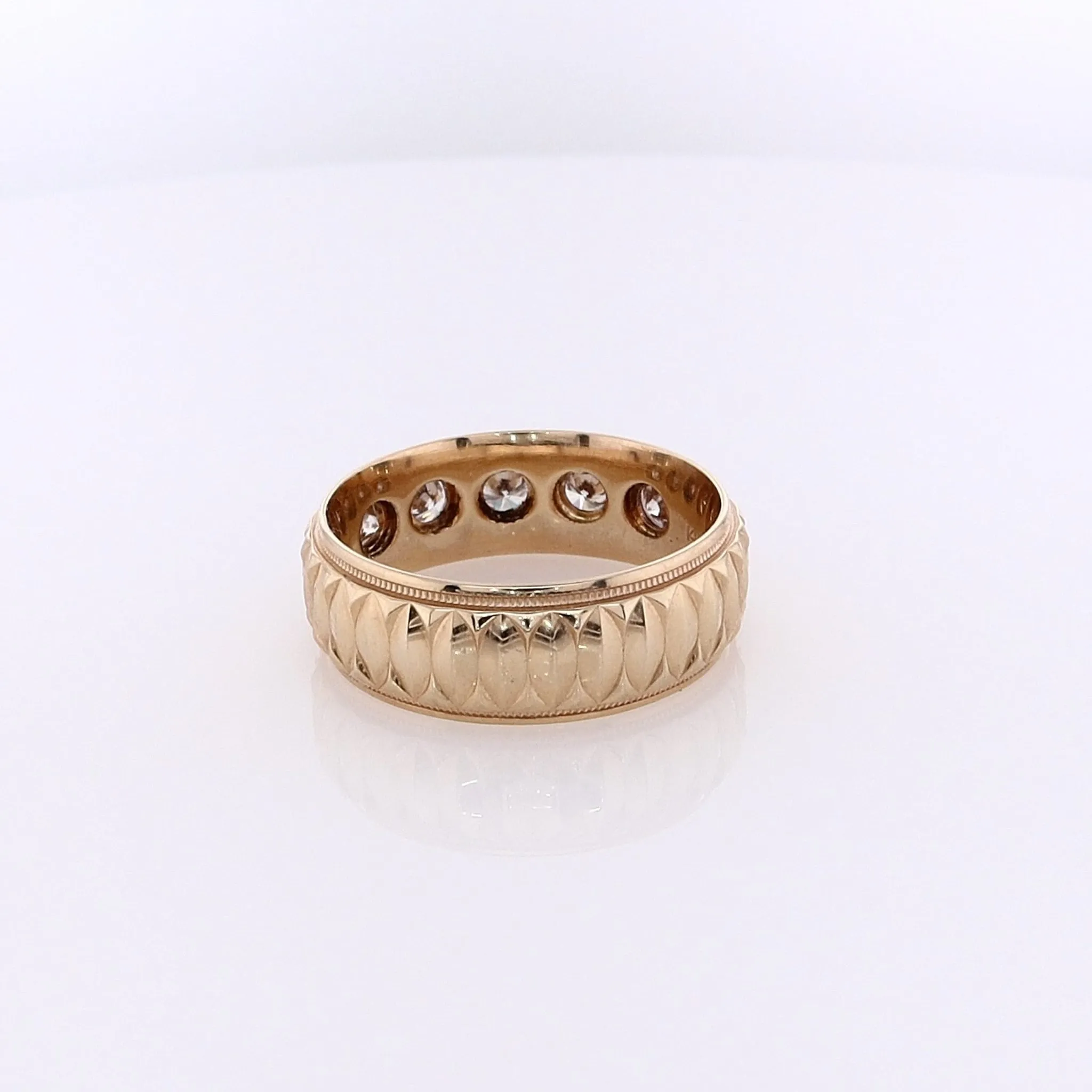 Estate 14 Karat Yellow Gold Bezel Set Diamond Band