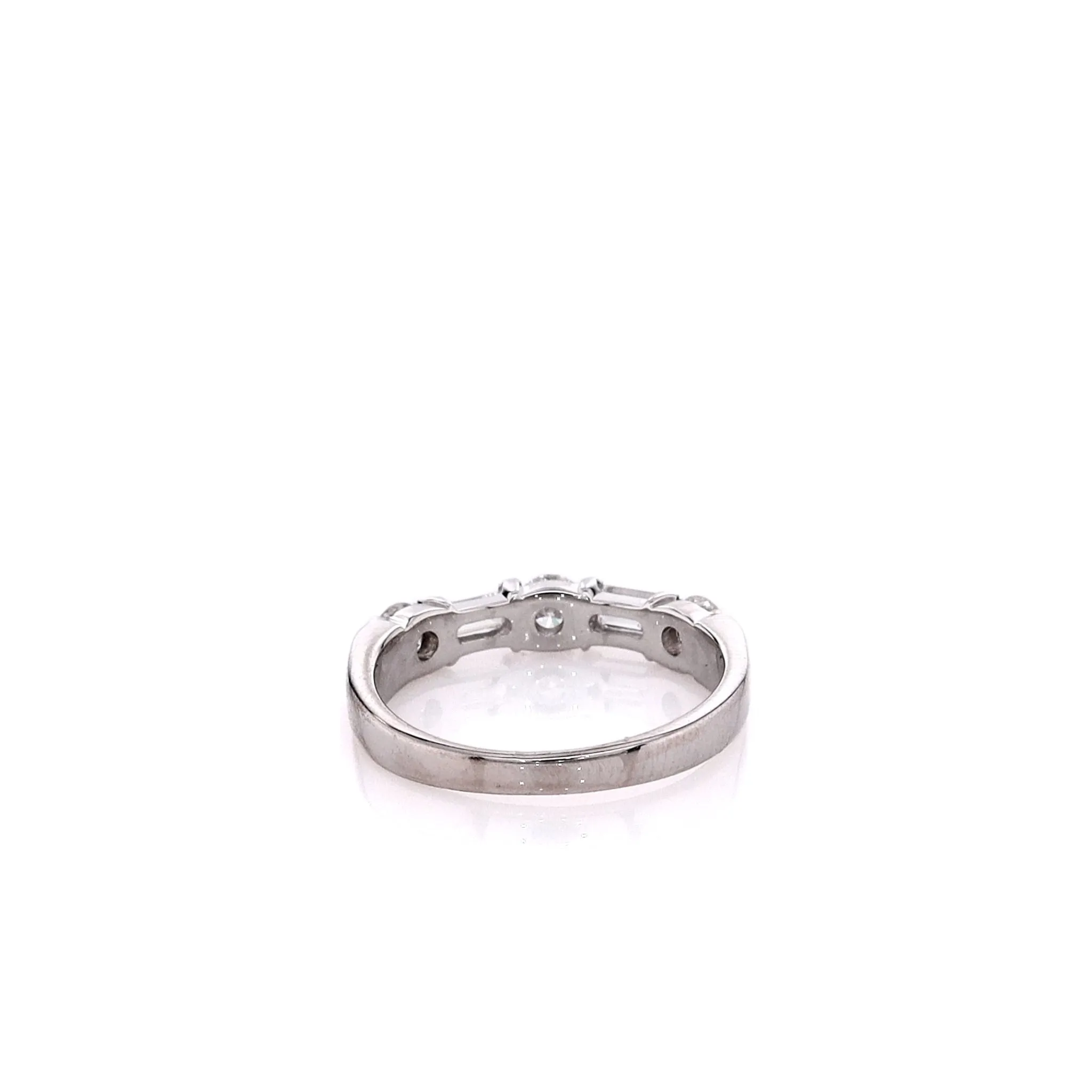 Estate 18k White Gold and Diamond Alternating Bar Set Wedding Band