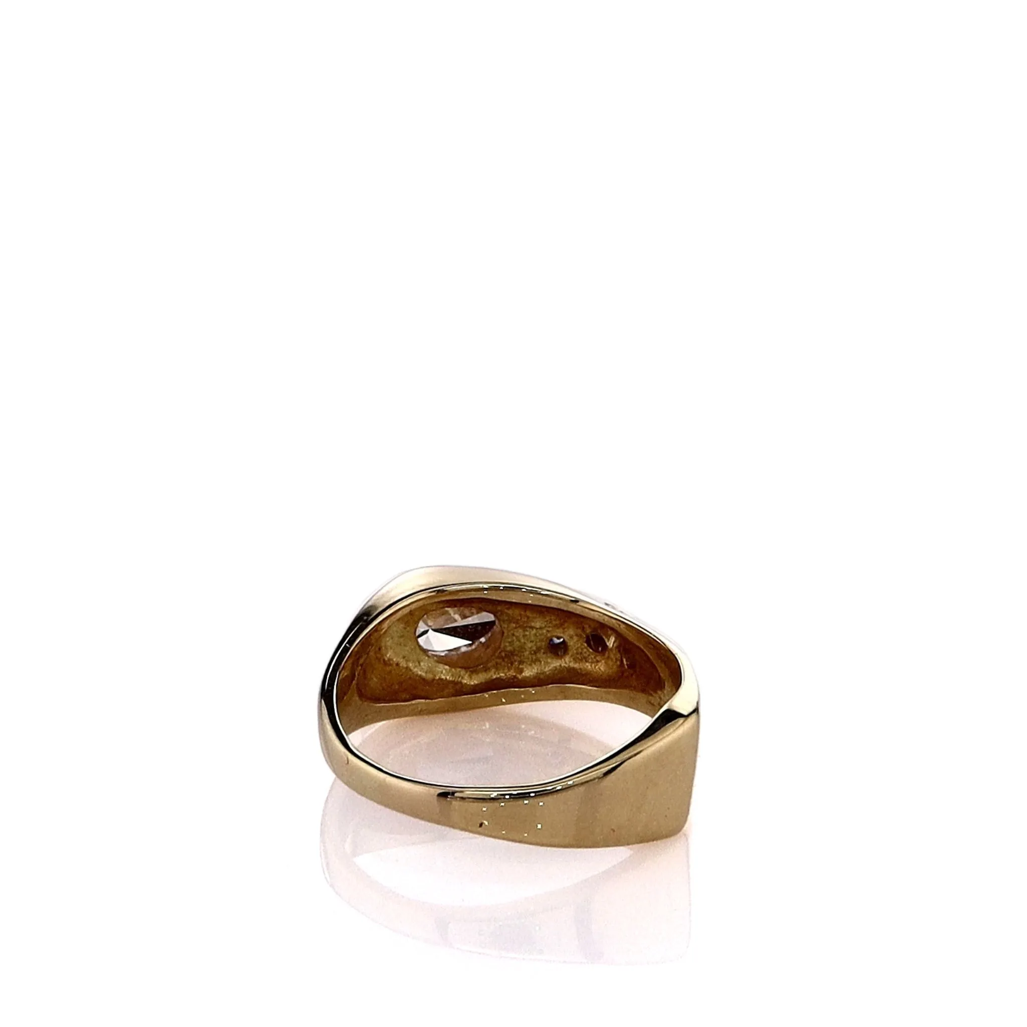Estate 18k Yellow Gold Abstract Shank Pear Shaped Diamond Ring
