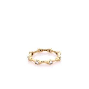 Estate Mark Patterson 18k Yellow Gold and Diamond Bamboo Stacking Design Band