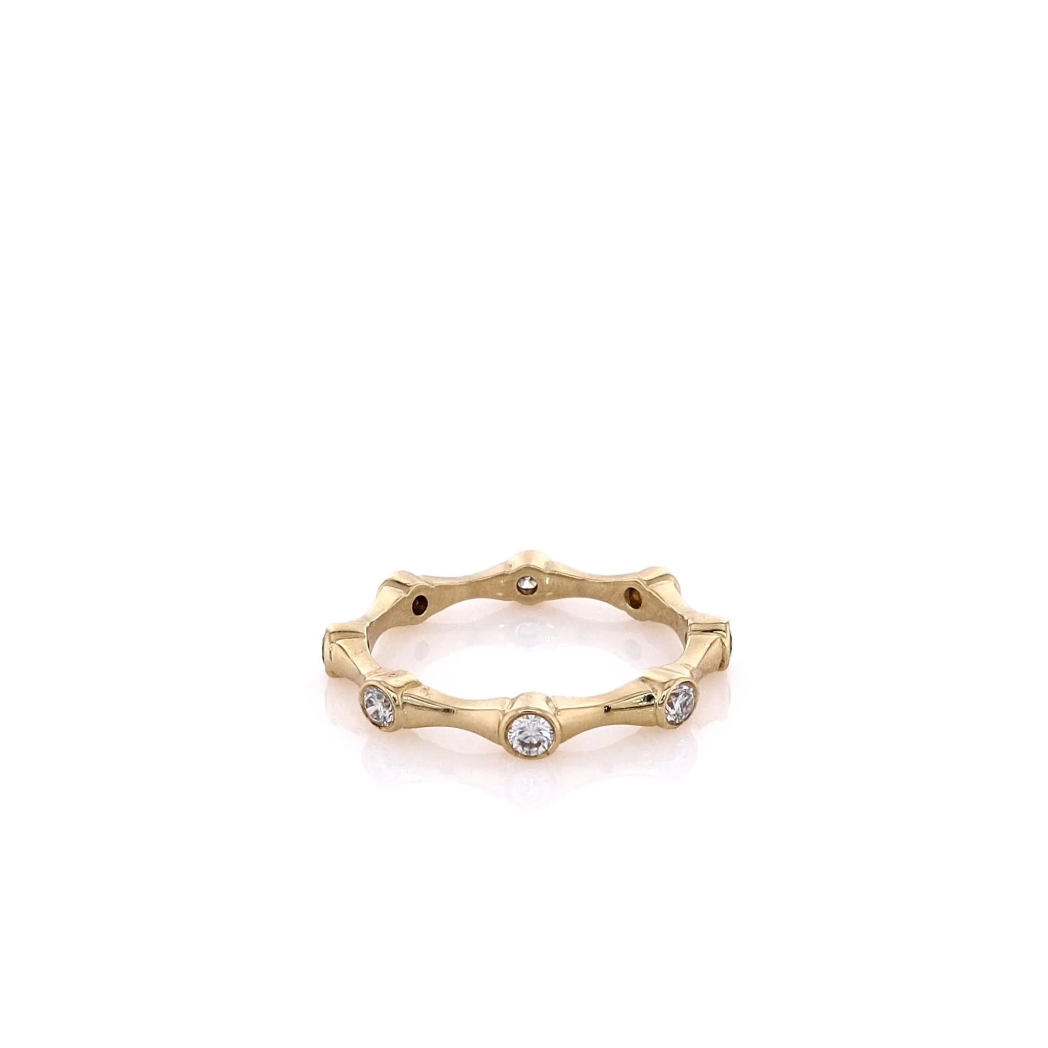 Estate Mark Patterson 18k Yellow Gold and Diamond Bamboo Stacking Design Band