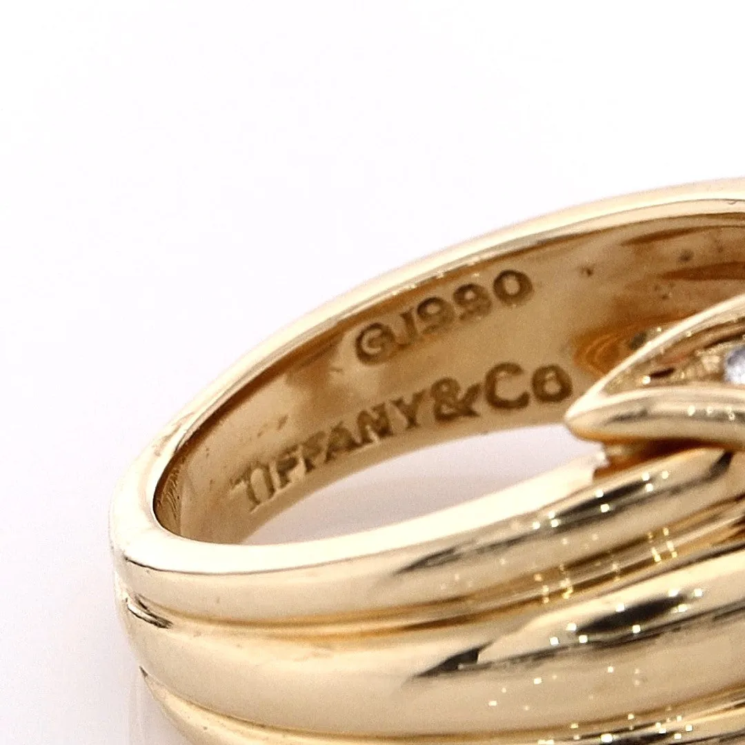 Estate Tiffany & Co 18k Yellow Gold X Design Diamond Ring