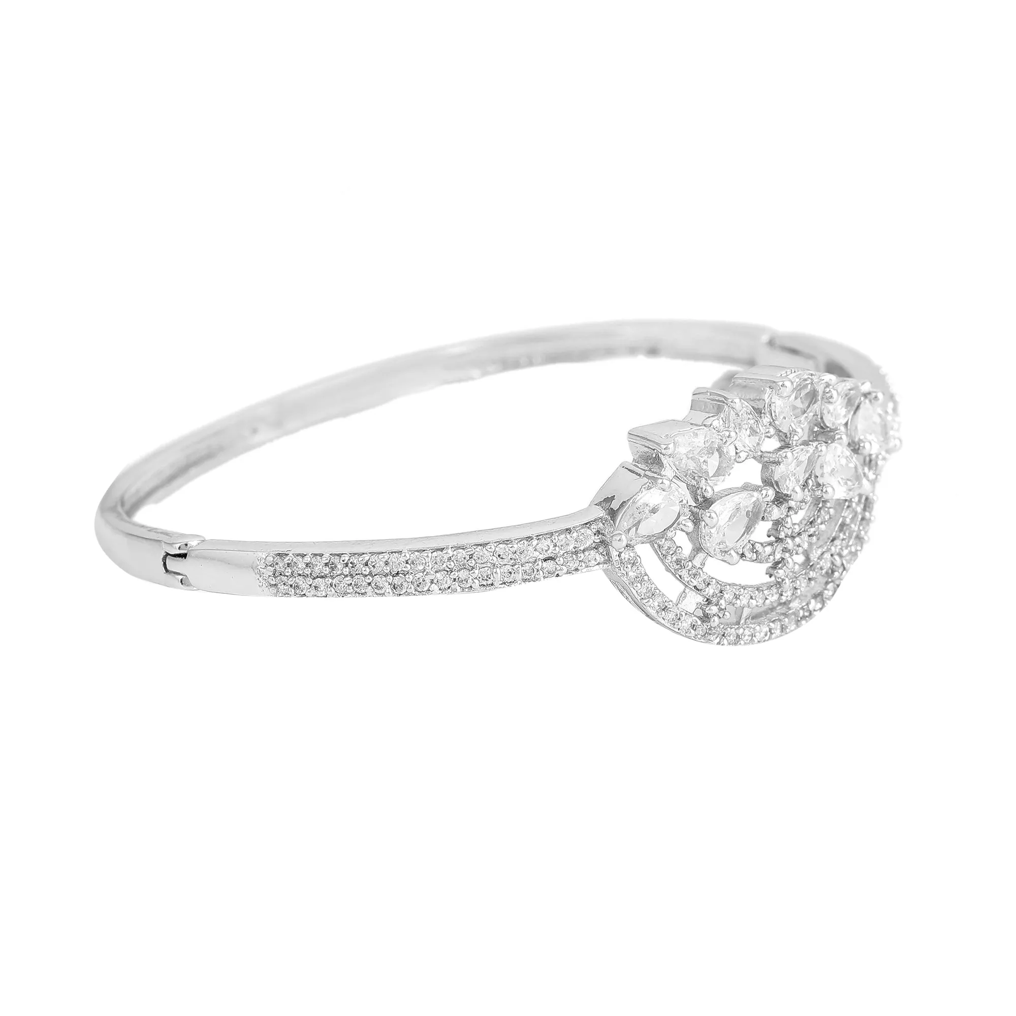 Estele Eternal Shine: Timeless American Diamond Bracelet with Shining Rhodium Finish for Women Ultra-Lightweight & Comfort Fit for Sophisticated Charm
