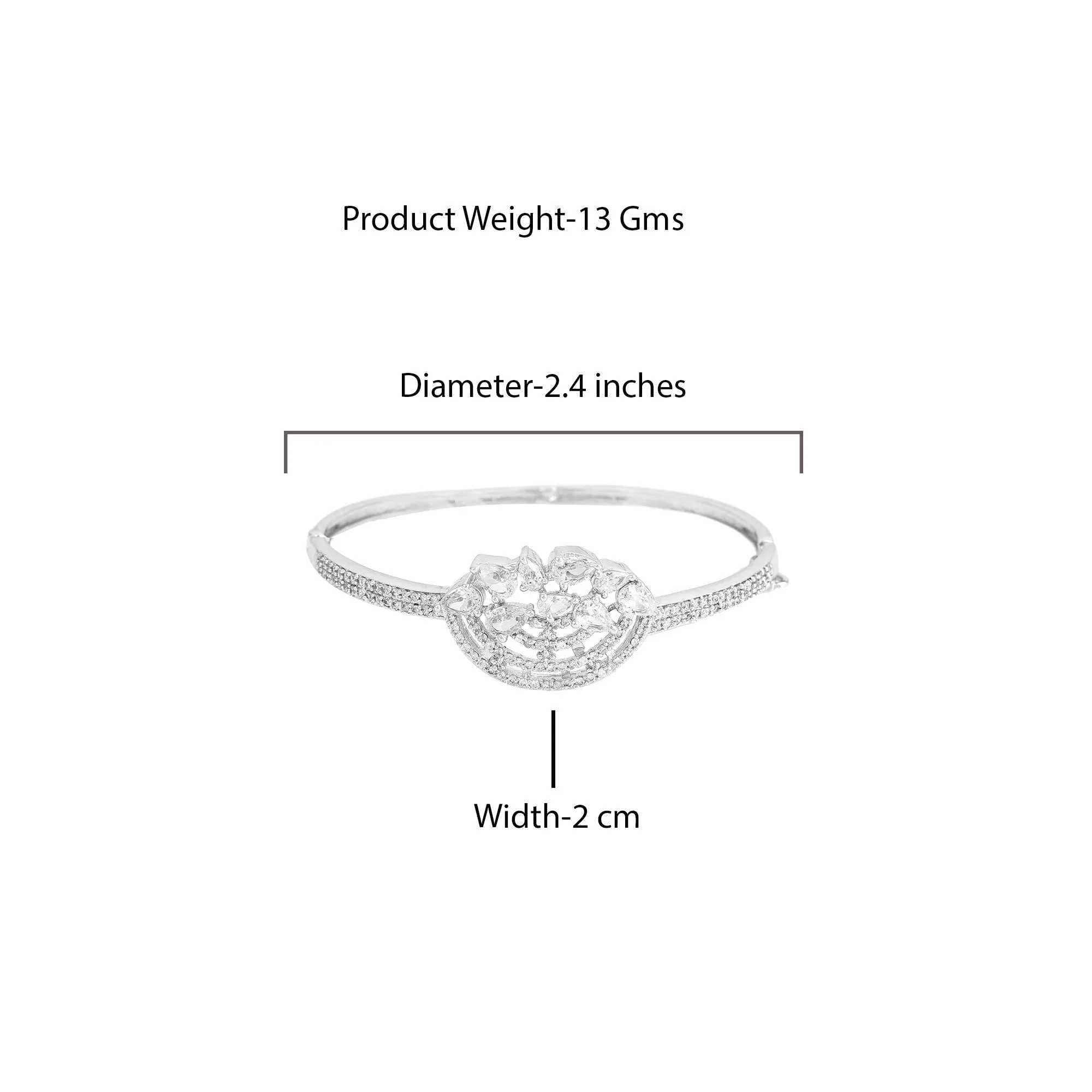 Estele Eternal Shine: Timeless American Diamond Bracelet with Shining Rhodium Finish for Women Ultra-Lightweight & Comfort Fit for Sophisticated Charm