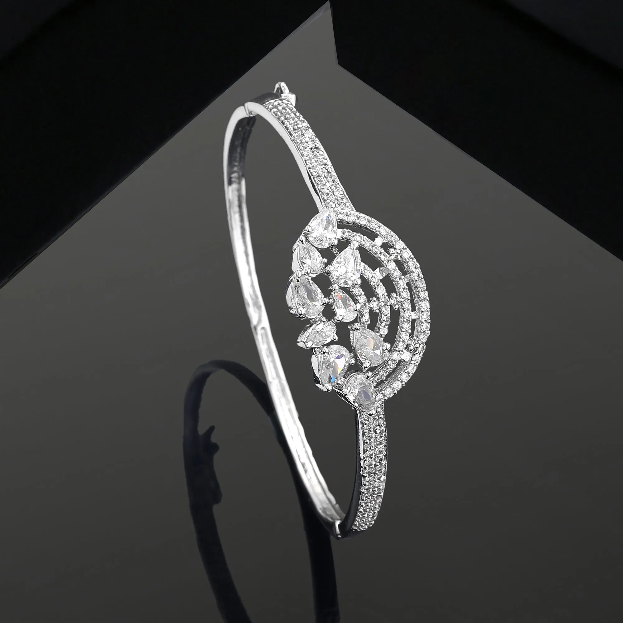 Estele Eternal Shine: Timeless American Diamond Bracelet with Shining Rhodium Finish for Women Ultra-Lightweight & Comfort Fit for Sophisticated Charm