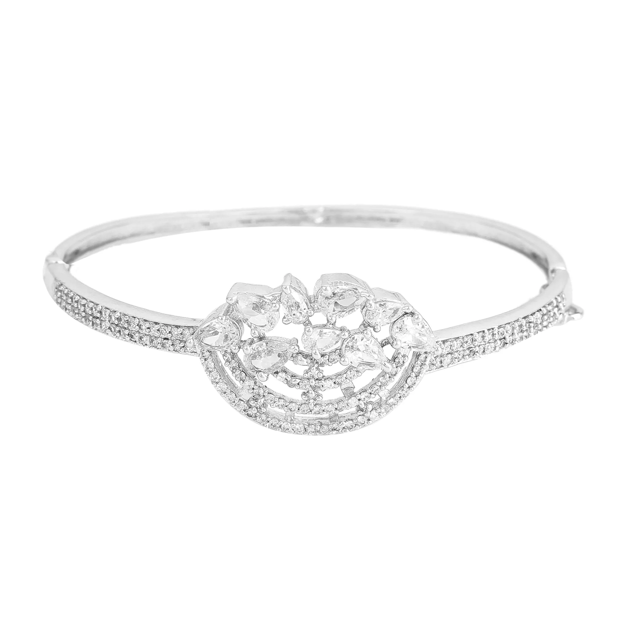 Estele Eternal Shine: Timeless American Diamond Bracelet with Shining Rhodium Finish for Women Ultra-Lightweight & Comfort Fit for Sophisticated Charm