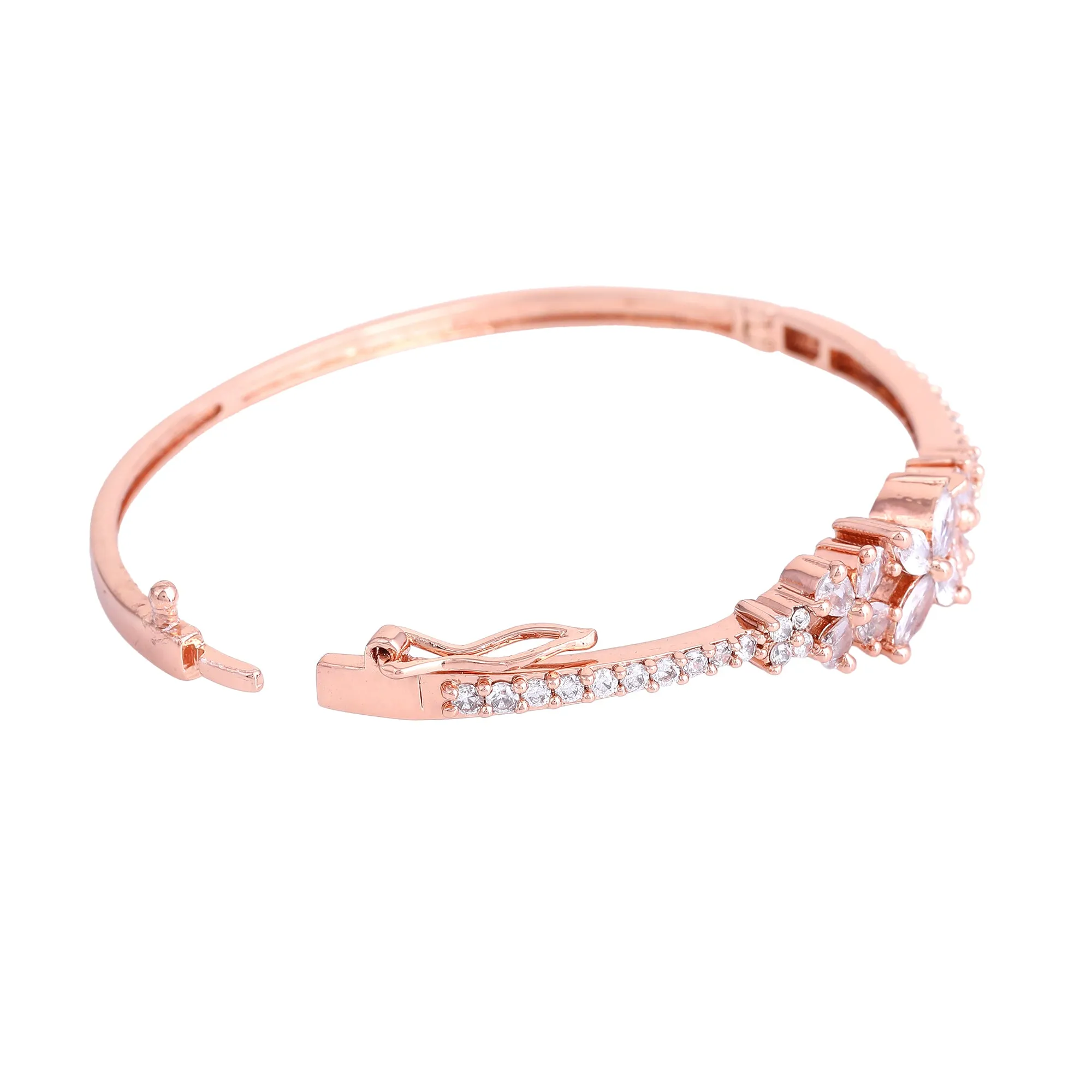 Estele Luminous Luxe: Exquisite American Diamond Bracelet with Premium Rosegold Finish for Women Ultra-Lightweight & Comfort Fit for Timeless Elegance