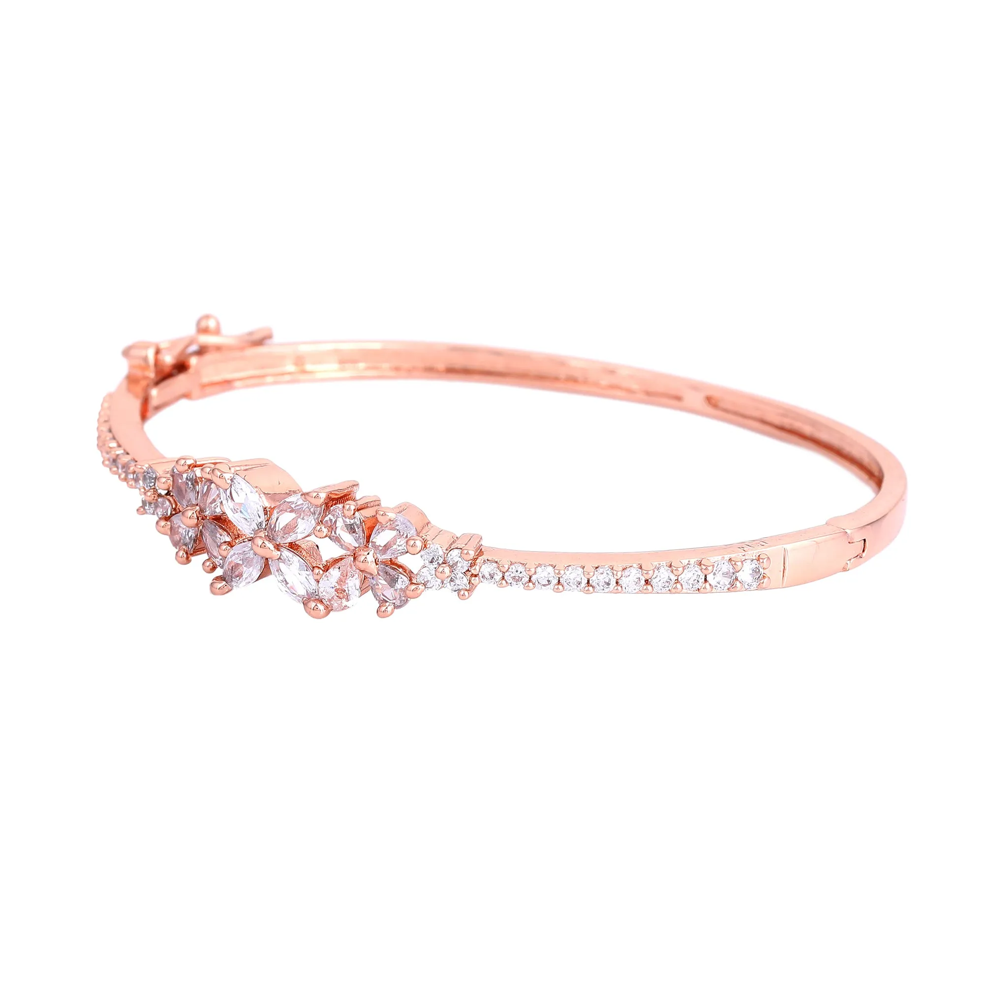 Estele Luminous Luxe: Exquisite American Diamond Bracelet with Premium Rosegold Finish for Women Ultra-Lightweight & Comfort Fit for Timeless Elegance