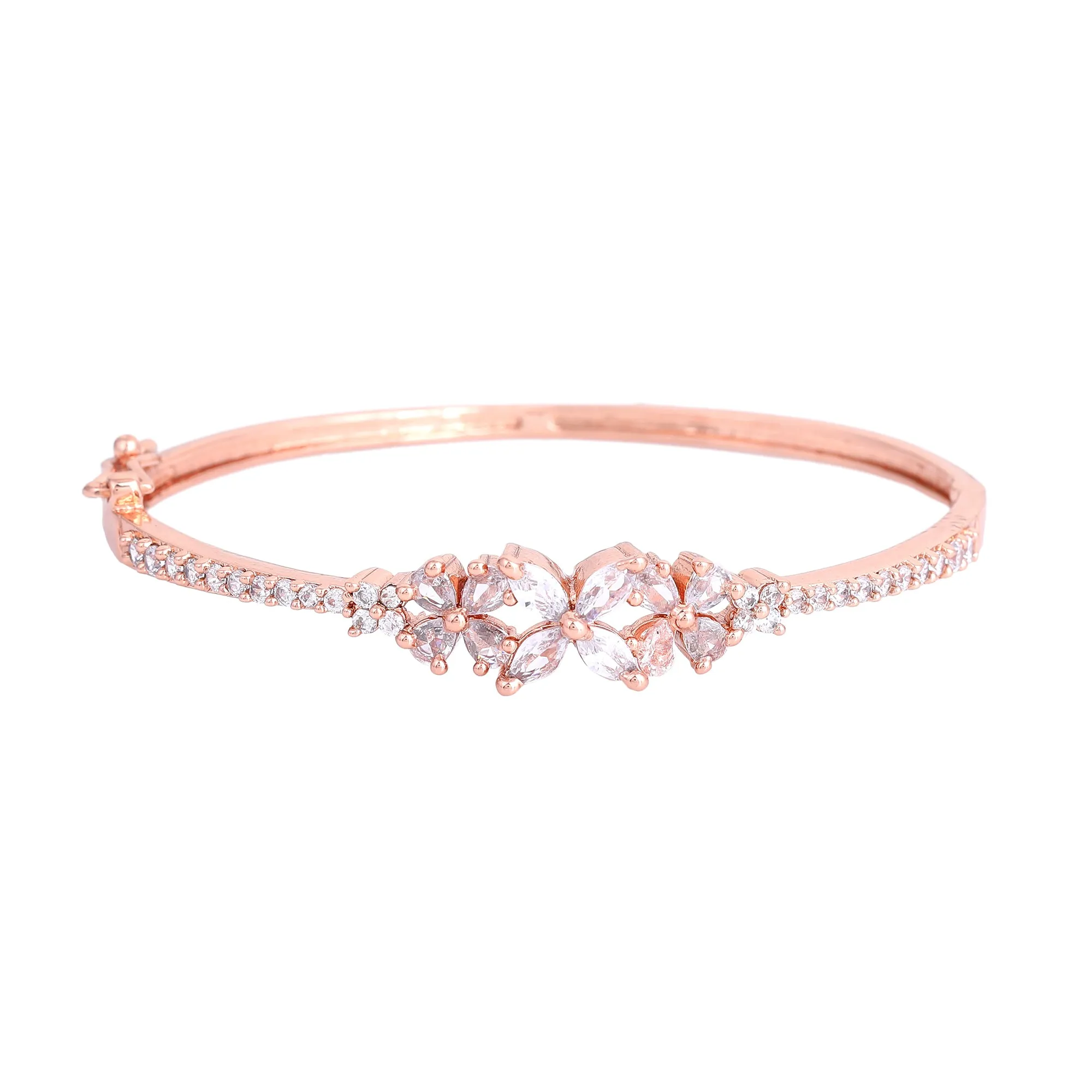 Estele Luminous Luxe: Exquisite American Diamond Bracelet with Premium Rosegold Finish for Women Ultra-Lightweight & Comfort Fit for Timeless Elegance