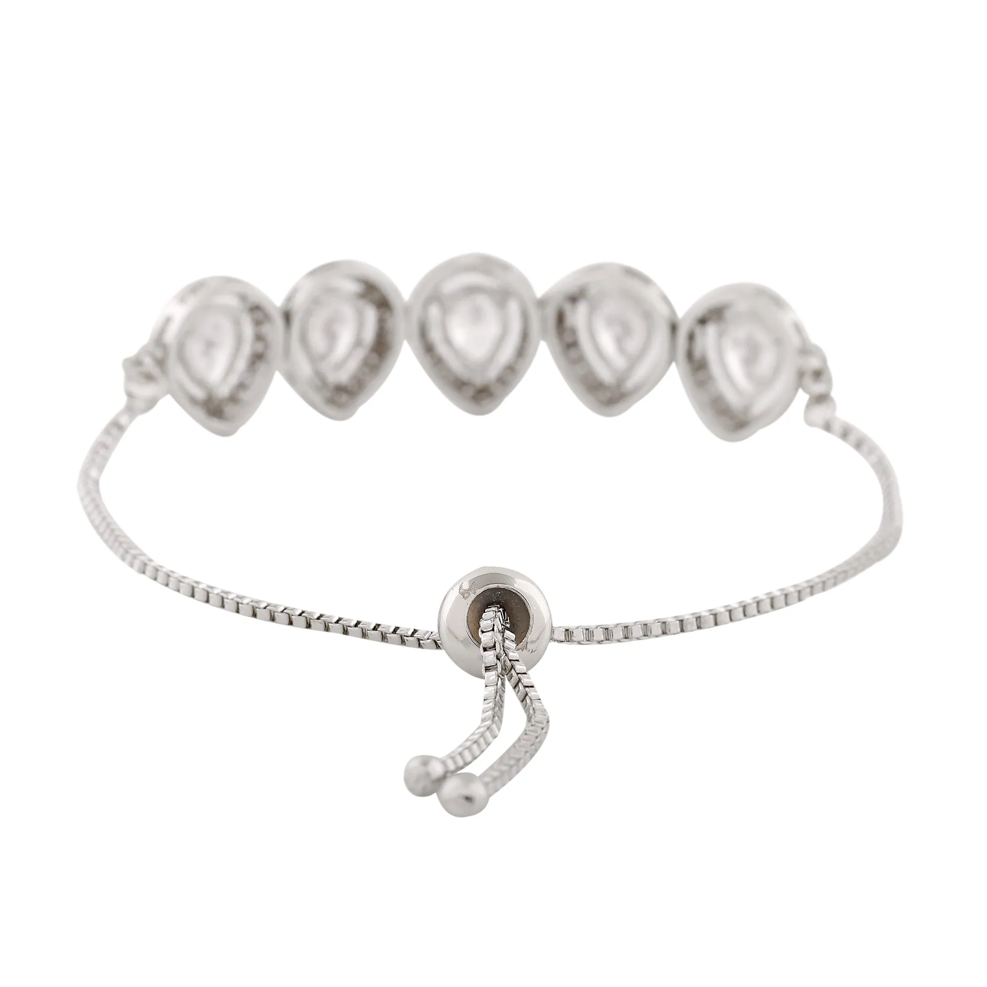Estele Rhodium Plated CZ Precious Pears Bracelet for Women