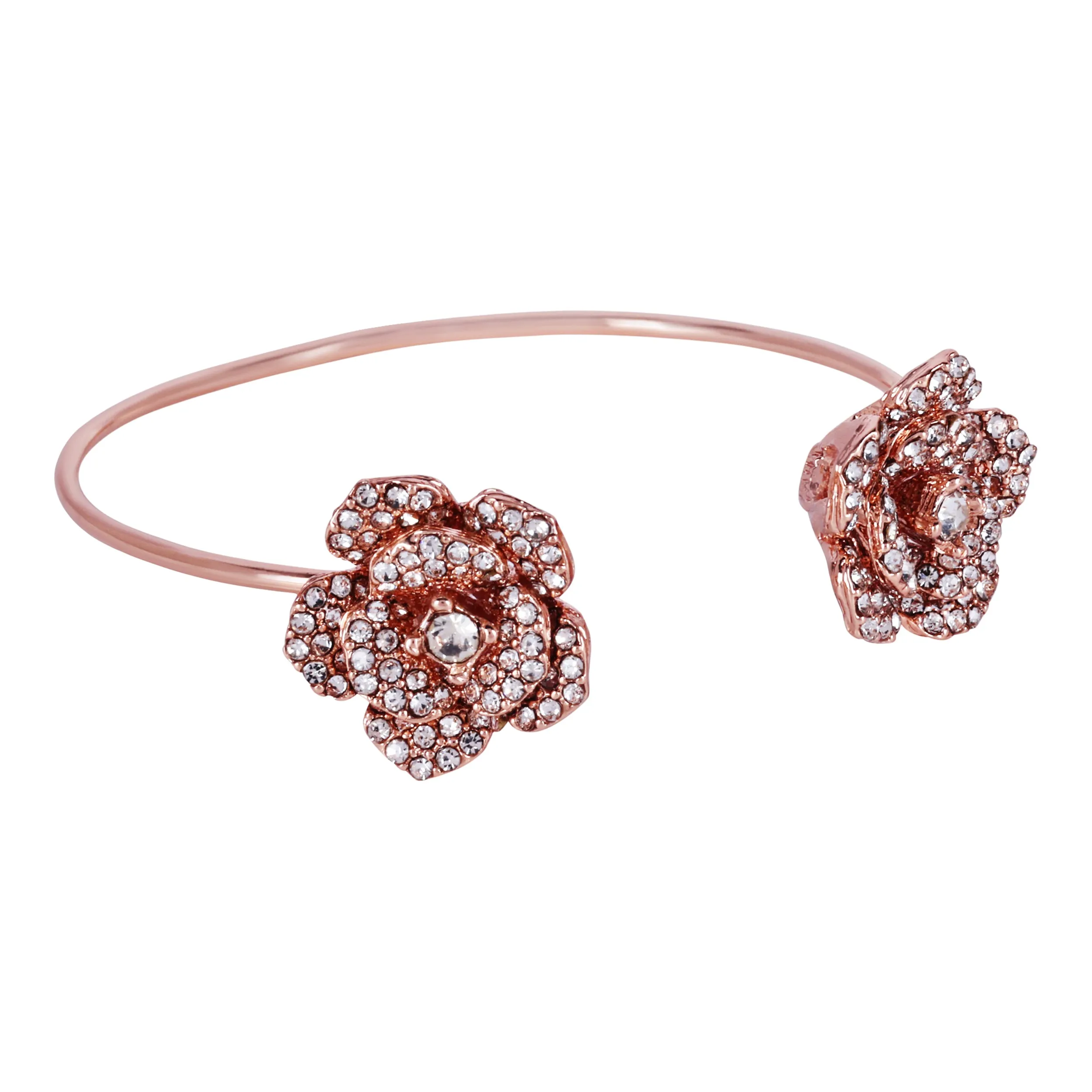 Estele Rose Collection Exclusive Rose Motif Cuff Bracelet: Rosegold Plated with Exquisite Floral Design Ideal Jewelry for Womens-Special Moments