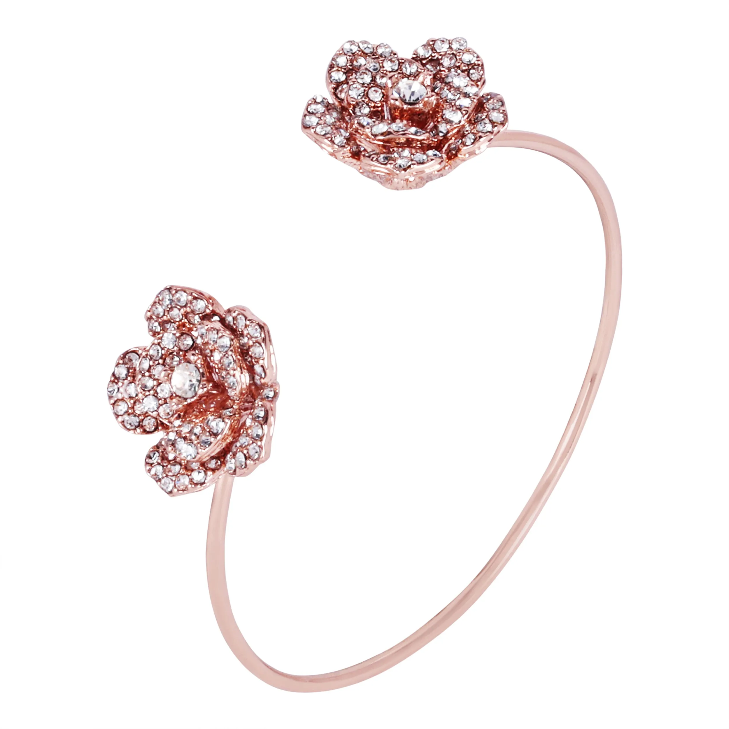 Estele Rose Collection Exclusive Rose Motif Cuff Bracelet: Rosegold Plated with Exquisite Floral Design Ideal Jewelry for Womens-Special Moments