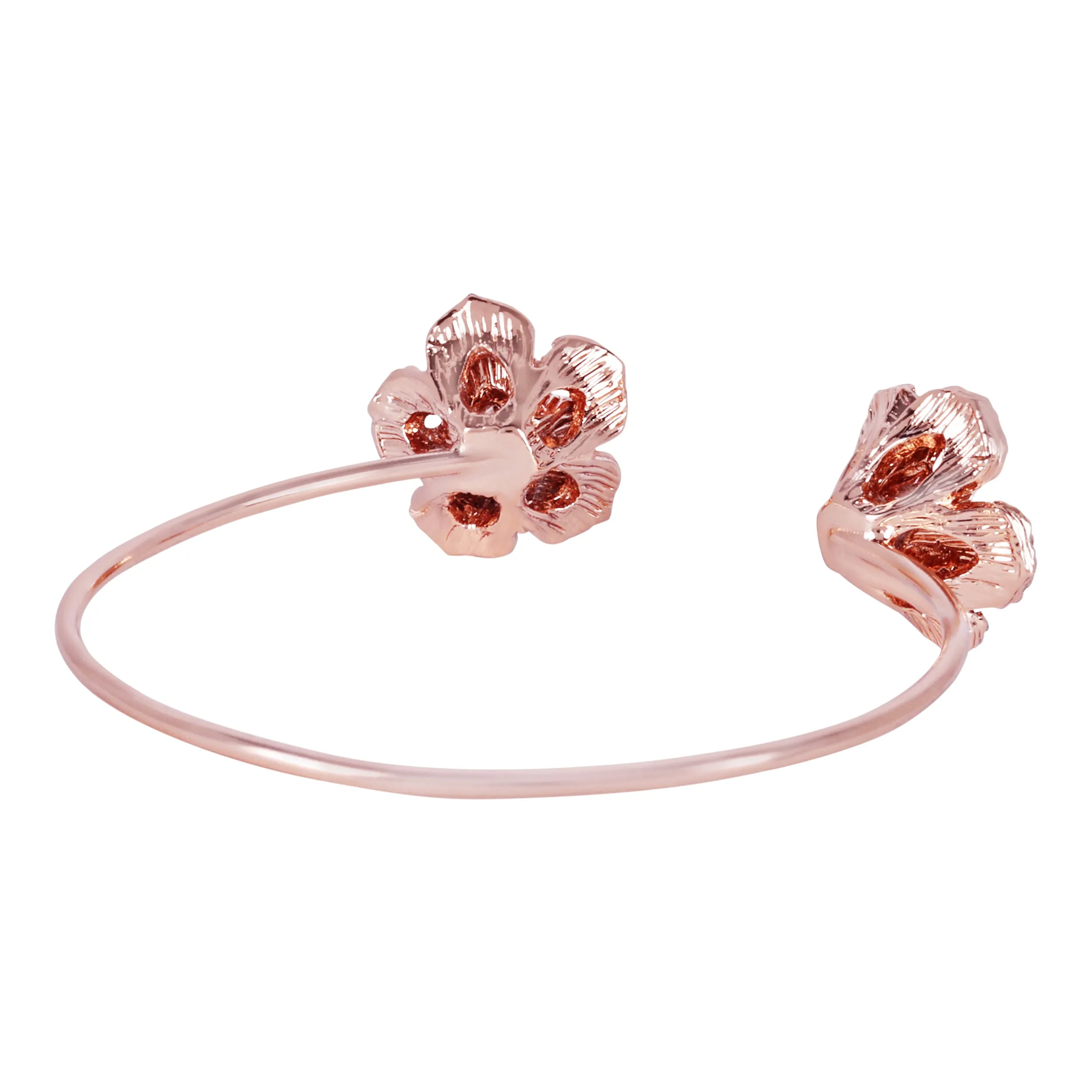 Estele Rose Collection Exclusive Rose Motif Cuff Bracelet: Rosegold Plated with Exquisite Floral Design Ideal Jewelry for Womens-Special Moments